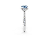 White gold Fancy Blue Round Cut Diamond Solitaire Ring with Four-Prong Setting and Pavé Band_29