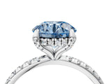 White gold Fancy Blue Round Cut Diamond Solitaire Ring with Four-Prong Setting and Pavé Band_31