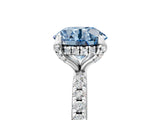 White gold Fancy Blue Round Cut Diamond Solitaire Ring with Four-Prong Setting and Pavé Band_32