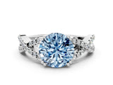 White gold Fancy Blue Round Cut Diamond Solitaire Ring with Four-Prong Setting and Twisted Pavé Band_34
