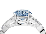 White gold Fancy Blue Round Cut Diamond Solitaire Ring with Four-Prong Setting and Twisted Pavé Band_38