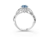 White gold Fancy Blue Round Cut Diamond Solitaire Ring with Hidden Halo and Pavé Band_42