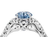 White gold Fancy Blue Round Cut Diamond Solitaire Ring with Hidden Halo and Pavé Band_43