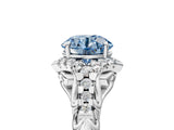 White gold Fancy Blue Round Cut Diamond Solitaire Ring with Hidden Halo and Pavé Band_44