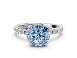 White gold Fancy Blue Round Cut Diamond Solitaire Ring with Pavé Band and Four-Prong Setting_52