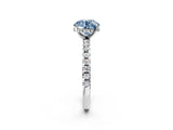 White gold Fancy Blue Round Cut Diamond Solitaire Ring with Pavé Band and Four-Prong Setting_54
