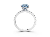 White gold Fancy Blue Round Cut Diamond Solitaire Ring with Pavé Band and Four-Prong Setting_55
