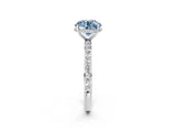 White gold Fancy Blue Round Cut Diamond Solitaire Ring with Pavé Band and Hidden Halo_33