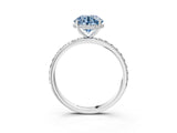 White gold Fancy Blue Round Cut Diamond Solitaire Ring with Pavé Band and Hidden Halo_33