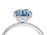 White gold Fancy Blue Round Cut Diamond Solitaire Ring with Pavé Band and Hidden Halo_34