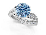 White gold Fancy Blue Round Cut Diamond Solitaire Ring with Prong Setting and Twisted Pavé Band_13