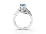 White gold Fancy Blue Round Cut Diamond Solitaire Ring with Prong Setting and Twisted Pavé Band_15