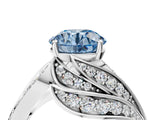 White gold Fancy Blue Round Cut Diamond Solitaire Ring with Prong Setting and Twisted Pavé Band_16