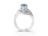 White gold Fancy Blue Round Cut Diamond Solitaire Ring with Prong Setting and Twisted Pavé Band_3
