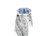 White gold Fancy Blue Round Cut Diamond Solitaire Ring with Prong Setting and Twisted Pavé Band_5
