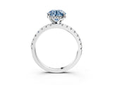 White gold Fancy Blue Round Cut Diamond Solitaire Ring with Round  Pavé Band and Four-Prong Setting_15