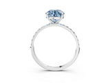 White gold Fancy Blue Round Cut Diamond Solitaire Ring with Round  Pavé Band and Prong Setting_159