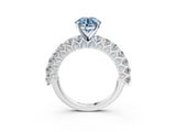 White gold Fancy Blue Round Cut Diamond Solitaire Ring with Shared Prong Pavé Band and Four-Prong Setting_66