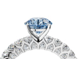 White gold Fancy Blue Round Cut Diamond Solitaire Ring with Shared Prong Pavé Band and Four-Prong Setting_67