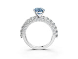 White gold Fancy Blue Round Cut Diamond Solitaire Ring with Shared Prong Pavé Band and Four-Prong Setting_74
