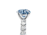 White gold Fancy Blue Round Cut Diamond Solitaire Ring with Shared Prong Pavé Band and Four-Prong Setting_80