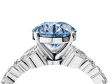 White gold Fancy Blue Round Cut Diamond Solitaire Ring with Side Stones and Four-Prong Setting_49