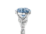 White gold Fancy Blue Round Cut Diamond Solitaire Ring with Side Stones and Four-Prong Setting_50