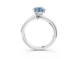 White gold Fancy Blue Round Cut Diamond Solitaire Ring with Six-Prong Setting and Classic Band_288
