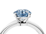 White gold Fancy Blue Round Cut Diamond Solitaire Ring with Six-Prong Setting and Classic Band_289