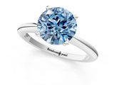 White gold Fancy Blue Round Cut Diamond Solitaire Ring with Six-Prong Setting and Classic Band_292
