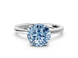 White gold Fancy Blue Round Cut Diamond Solitaire Ring with Thin Band and Prong Setting_25