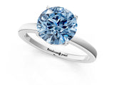 White gold Fancy Blue Round Cut Diamond Solitaire Ring with Thin Band and Prong Setting_26