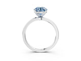 White gold Fancy Blue Round Cut Diamond Solitaire Ring with Thin Band and Prong Setting_28