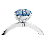 White gold Fancy Blue Round Cut Diamond Solitaire Ring with Thin Band and Prong Setting_29