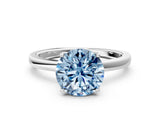 White gold Fancy Blue Round Cut Diamond Solitaire Ring with Thin Band and Prong Setting_31