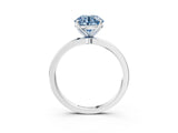 White gold Fancy Blue Round Cut Diamond Solitaire Ring with Thin Band and Prong Setting_34