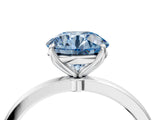 White gold Fancy Blue Round Cut Diamond Solitaire Ring with Thin Band and Prong Setting_35