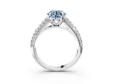 White gold Fancy Blue Round Cut Diamond Solitaire Ring with Three-Row Pavé Band and Four-Prong Setting_51