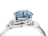 White gold Fancy Blue Round Cut Diamond Solitaire Ring with Twist Band and Four-Prong Setting_155