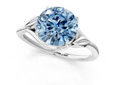 White gold Fancy Blue Round Cut Diamond Solitaire Ring with Twist Band and Four-Prong Setting_156