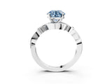 White gold Fancy Blue Round Cut Diamond Solitaire Ring with Twisted Band and Prong Setting_356