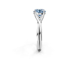 White gold Fancy Blue Round Cut Diamond Solitaire Twist Band Prong Setting Ring_81