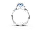 White gold Fancy Blue Round Cut Diamond Solitaire Twist Band Prong Setting Ring_83