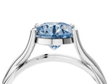 White gold Fancy Blue Round Cut Diamond Solitaire Twist Band Prong Setting Ring_84