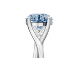 White gold Fancy Blue Round Cut Diamond Solitaire Twist Band Prong Setting Ring_85