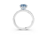 White gold Fancy Blue Round  Cut Diamond Solitaire with Pave Band and Four-Prong Setting 3