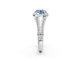 White gold Fancy Blue Round Cut Diamond Split Shank Halo Ring with Four-Prong Setting_72