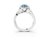 White gold Fancy Blue Round Cut Diamond Split Shank Halo Ring with Four-Prong Setting_72