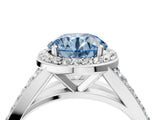 White gold Fancy Blue Round Cut Diamond Split Shank Halo Ring with Four-Prong Setting_74