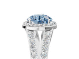 White gold Fancy Blue Round Cut Diamond Split Shank Halo Ring with Four-Prong Setting_75